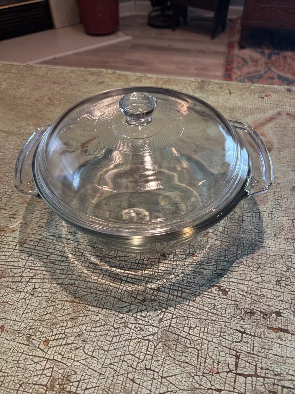 Anchor Hocking 1.5 Qt Clear Glass Covered Round Casserole Dish 8.25”